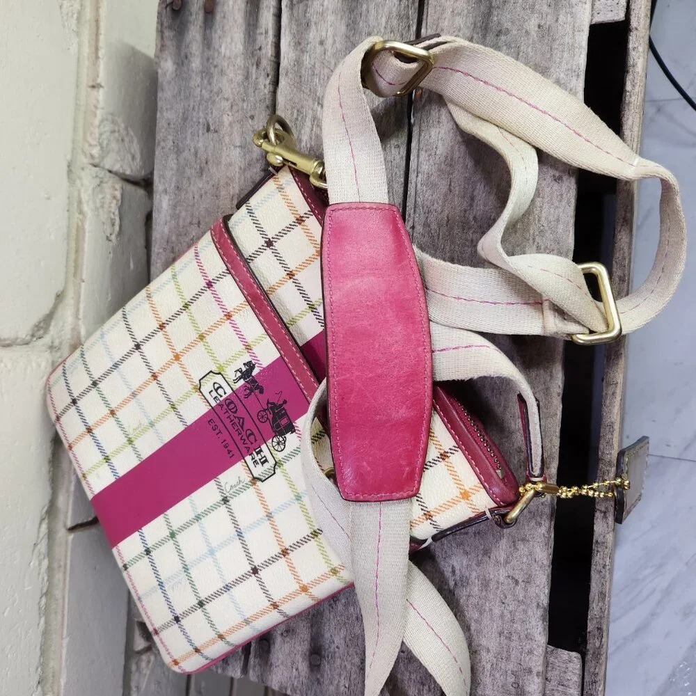Euc Coach Multi-Color Heritage Tattersall Crossbody Bag Purse